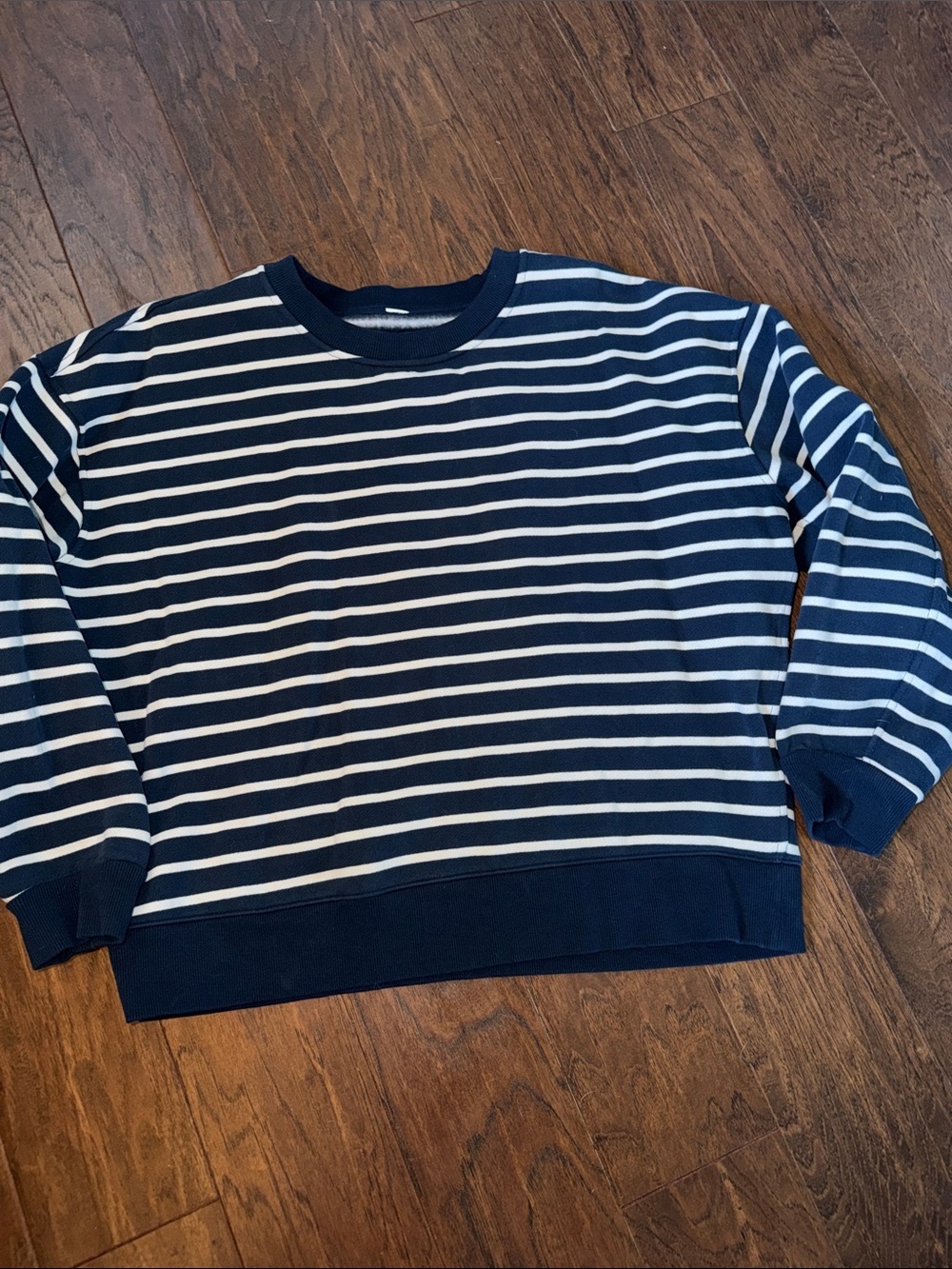 Lululemon Navy and White Striped Crewneck Sweatshirt